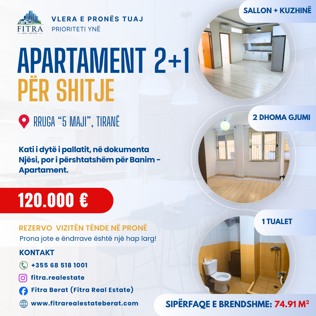 Apartment for sale in 5 Maji, Berat – Fitra Real Estate