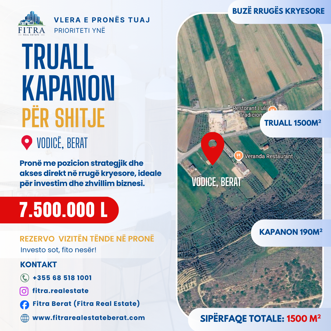 Land for sale in Vodice, Berat – Fitra Real Estate
