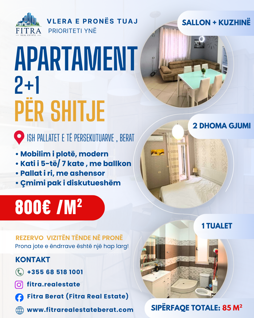 Apartment for sale in Ish pallatet e të Persekutuarve, Berat – Fitra Real Estate