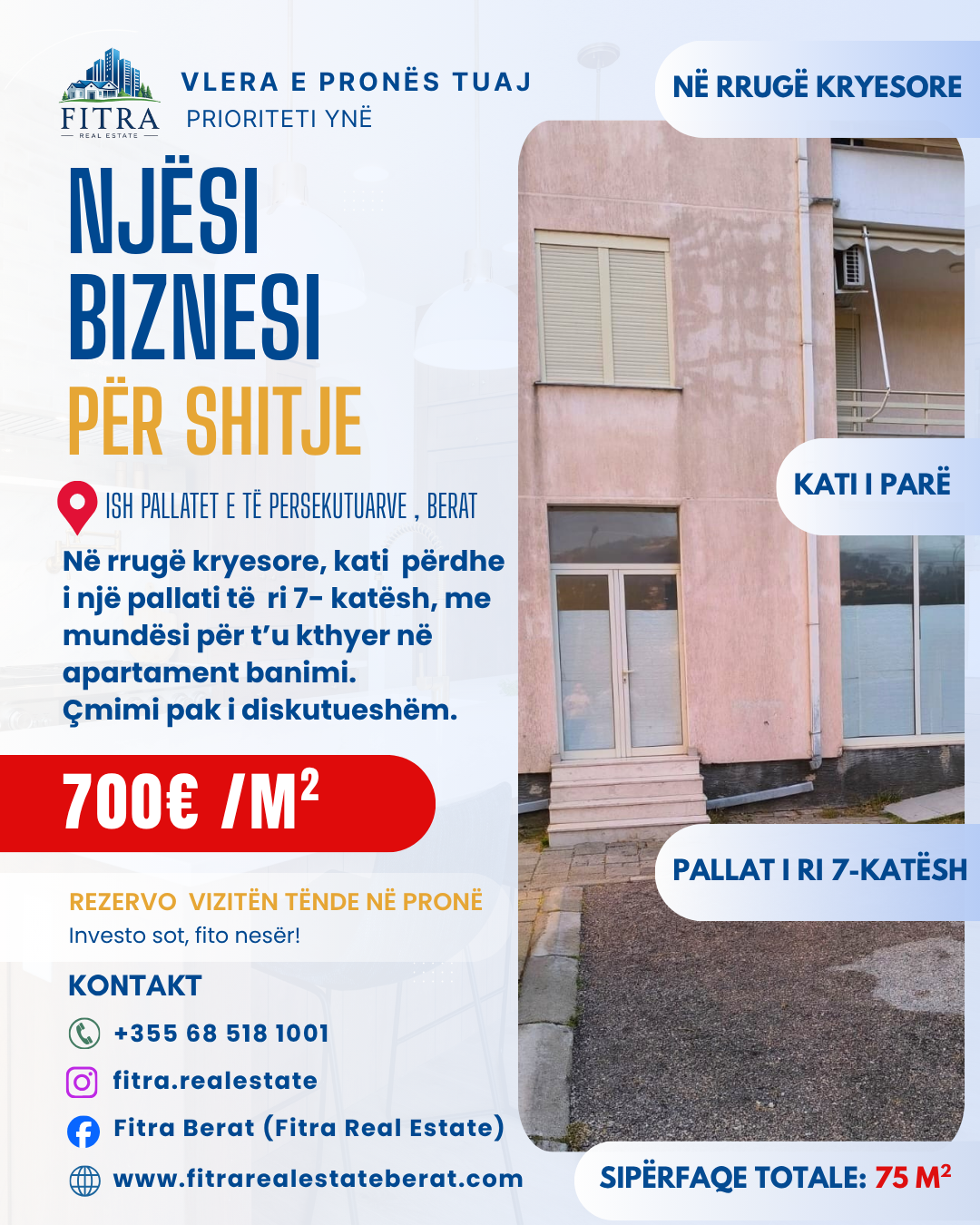 Biznes ose apartament banimi for sale in Ish pallatet e të Persekutuarve, Berat – Fitra Real Estate