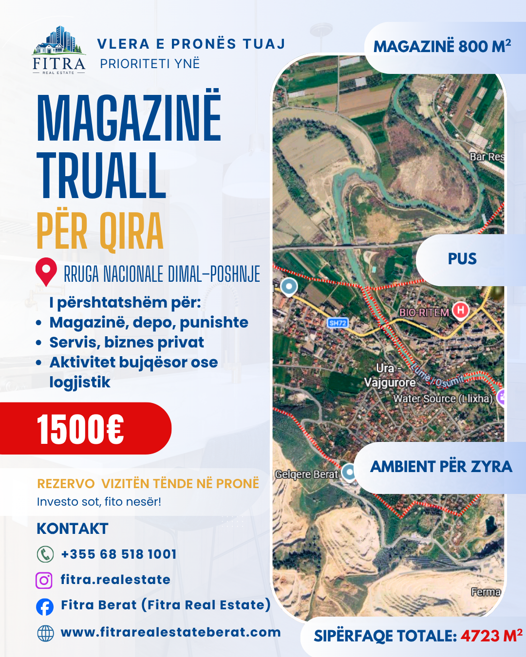 Commercial Unit for rent in Rruga Nacionale Dimal (Ura Vajgurore), Berat – Fitra Real Estate